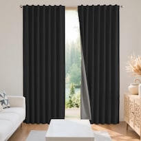 Cortinas Opacas Joydeco De Lino Natural  132 X 160 Cm  2 Paneles - Venta Internacional.