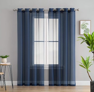 Foto 1 | Foto 1 | Cortina De Protección De Ventanas Hlc.me De Gasa Transparente  2 Paneles  Azul Marino - Venta Internacional.