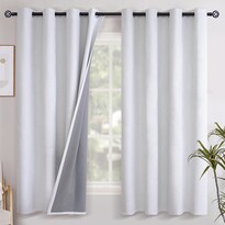 Cortinas Opacas Youngstex De Lino Blanco Grisáceo  160 X 160 Cm - Venta Internacional.