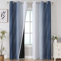 Cortinas Opacas Estelar Textiler  Color Azul Marino Y Blanco Grisáceo  213 Cm - Venta Internacional.
