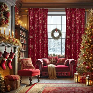 Foto 1 | Foto 1 | Cortinas Nicetown De Terciopelo Rojo 213 X 132 Cm Navidad 2 Paneles - Venta Internacional.