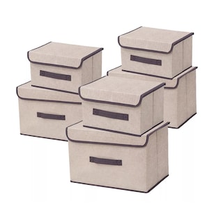 Foto 1 | Foto 1 | 6 Unidades Cajas Organizadoras De Tela Plegables Con Tapas Eo Safe Imports Esi-14995 Beige