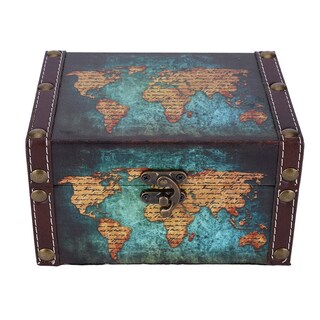 Foto 1 | Foto 1 | Caja De Almacenamiento De Madera Estink European Vintage Green Map - Venta Internacional.