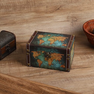 Foto 3 | Foto 3 | Caja De Almacenamiento De Madera Estink European Vintage Green Map - Venta Internacional.