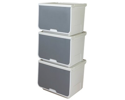 Foto 1 | Foto 1 | Caja De Plástico Organizadora Polycar Multibox Gris 3 Pack