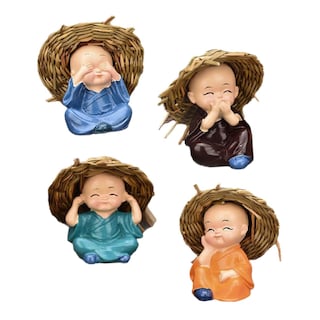 Foto 1 | Foto 1 | Figuras Feltechelectr Little Monk De Resina Para Decoración De Coches, 4 Unidades - Venta Internacional.