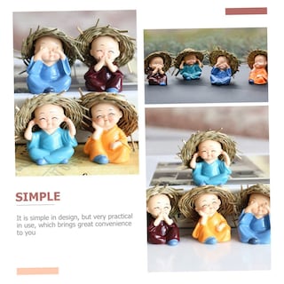 Foto 3 | Foto 3 | Figuras Feltechelectr Little Monk De Resina Para Decoración De Coches, 4 Unidades - Venta Internacional.