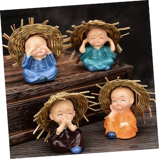 Foto 4 | Foto 4 | Figuras Feltechelectr Little Monk De Resina Para Decoración De Coches, 4 Unidades - Venta Internacional.