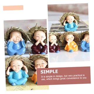 Foto 5 | Foto 5 | Figuras Feltechelectr Little Monk De Resina Para Decoración De Coches, 4 Unidades - Venta Internacional.
