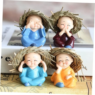 Foto 6 | Foto 6 | Figuras Feltechelectr Little Monk De Resina Para Decoración De Coches, 4 Unidades - Venta Internacional.