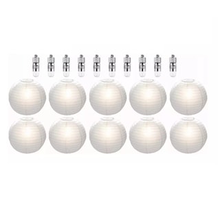 Foto 1 | Foto 1 | 10 Lamparas Chinas De Papel Y 10 Amarillo Cálido Focos Led Eo Safe Imports Esi-17154 Blanco