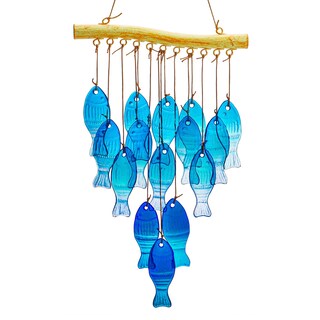Foto 1 | Foto 1 | Campanillas De Viento H&d Hyaline & Dora Con Forma De Pez De Cristal Azul, 58 Cm - Venta Internacional.