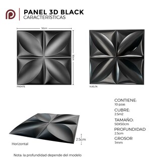 Foto 4 | Foto 4 | Panel Decorativo 3D Triángulo S008 color Negro 10 Piezas