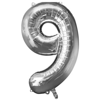 Foto 1 | Foto 1 | Globo Metálico de Número Nueve Gigante 80cm Plateado