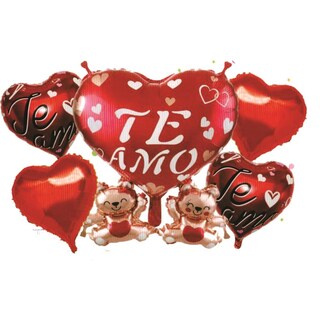 Foto 1 | Foto 1 | Kit 5 Globos Metalizados Te Amo Corazones y Ositos