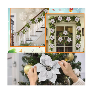 Foto 5 | Foto 5 | Flores de Navidad Lab.G Plateadas 22 cm 12 Piezas