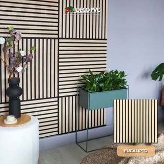 Foto 2 | Foto 2 | Lambrin Acústico Eucalipto para Muro 60 x 60cm tipo Madera 4 Piezas