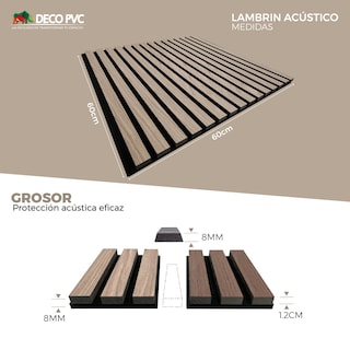 Foto 4 | Foto 4 | Lambrin Acústico Eucalipto para Muro 60 x 60cm tipo Madera 4 Piezas