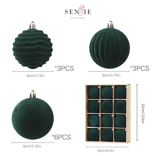 Foto 2 | Foto 2 | Adornos Para Árbol De Navidad, Bolas De Terciopelo Senjie, 8 Cm, 12 Unidades - Venta Internacional.