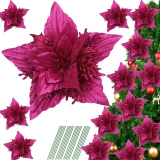 Foto 5 | Foto 5 | Flor Artificial Yycraft Poinsettia De 18 Cm Con Purpurina (12 Unidades) - Venta Internacional.