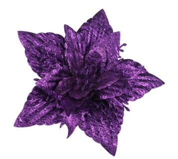Foto 1 | Foto 1 | Flor Artificial Yycraft Con Purpurina, Flor De Pascua, 18 Cm, Color Morado (12 Unidades) - Venta Internacional.