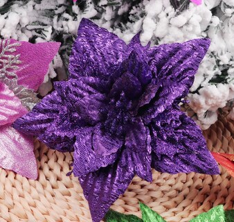 Foto 2 | Foto 2 | Flor Artificial Yycraft Con Purpurina, Flor De Pascua, 18 Cm, Color Morado (12 Unidades) - Venta Internacional.