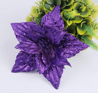 Foto 3 | Foto 3 | Flor Artificial Yycraft Con Purpurina, Flor De Pascua, 18 Cm, Color Morado (12 Unidades) - Venta Internacional.