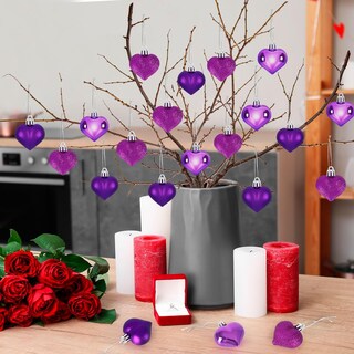 Foto 3 | Foto 3 | Adornos Colgantes Con Forma De Corazón Para El Día De San Valentín, 24 Unidades, Color Morado - Venta Internacional.