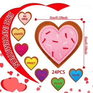 Foto 6 | Foto 6 | Ornaments Tatuo, Corazón De Fieltro Para El Día De San Valentín, 8 Cm, 24 Piezas - Venta Internacional.