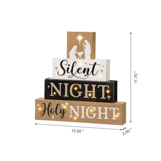 Foto 3 | Foto 3 | Letreros de Madera Glitzhome para Decoración de Mesa Navideña Silent Night - Venta Internacional