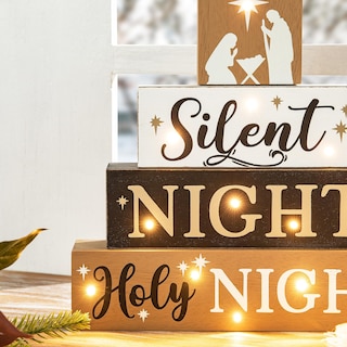 Foto 4 | Foto 4 | Letreros de Madera Glitzhome para Decoración de Mesa Navideña Silent Night - Venta Internacional