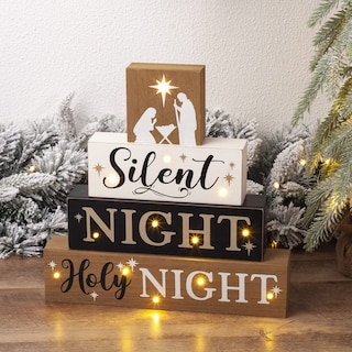Foto 7 | Foto 7 | Letreros de Madera Glitzhome para Decoración de Mesa Navideña Silent Night - Venta Internacional