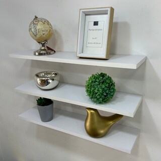 Foto 2 | Foto 2 | Juego de 3 Repisas Flotantes de Madera 60 x 15 cm Blanco Estantes Funcionales Soportan 20kg