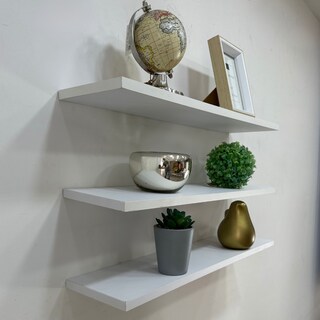 Foto 3 | Foto 3 | Juego de 3 Repisas Flotantes de Madera 60 x 15 cm Blanco Estantes Funcionales Soportan 20kg