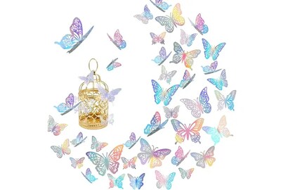 Foto 1 | Foto 1 | Xtellar 144pcs Colección Premium De Mariposas Decorativas 3d Metálicas Para Pared, Estilo Hueco Y Realista