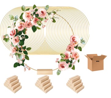 Foto 1 | Foto 1 | 15 Pzs Centro De Mesa Con Forma De Aro Floral Metal Boda 30cm