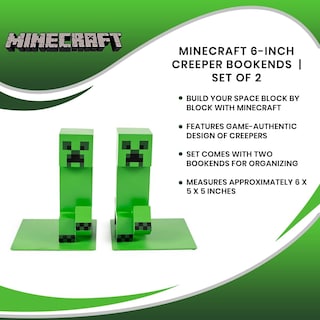Foto 7 | Foto 7 | Juego De 2 Libros Bookends Minecraft Creeper De 6 Pulgadas Para Estantería - Venta Internacional.