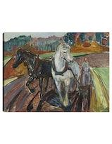 Cuadro Decorativo - Arado De Otoño (1919)- Edvard Munch - Animales - 77x102 - Impresión En Lienzo - Fine Art Tj