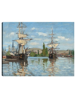 Foto 1 | Foto 1 | Cuadro Decorativo - Barcos Navegando Por El Sena En Rouen- Claude Monet - Religión - 77x102 - Impresión En Lienzo - Fine Art Tj