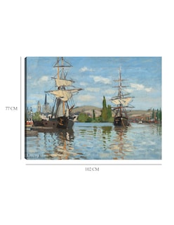 Foto 6 | Foto 6 | Cuadro Decorativo - Barcos Navegando Por El Sena En Rouen- Claude Monet - Religión - 77x102 - Impresión En Lienzo - Fine Art Tj