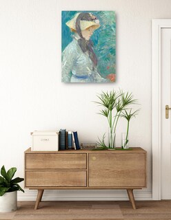 Foto 3 | Foto 3 | Cuadro Decorativo - Mujer Joven Con Sombrero De Paja- Berthe Morisot - Fotografía - 46x61 - Impresión En Lienzo - Fine Art Tj