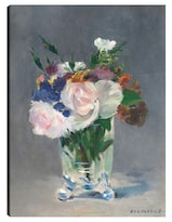 Cuadro Decorativo - Flores En Un Jarrón De Cristal- Edouard Manet - Floral - 28x36 - Impresión En Lienzo - Fine Art Tj