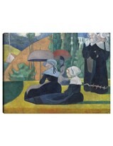 Cuadro Decorativo - Mujeres Bretonas Con Paraguas (1892)- Emile Bernard - Religión - 46x61 - Impresión En Lienzo - Fine Art Tj