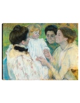 Cuadro Decorativo - Mujeres Admirando A Un Niño (1897)- Mary Cassatt - Religión - 28x36 - Impresión En Lienzo - Fine Art Tj