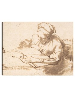 Foto 1 | Foto 1 | Cuadro Decorativo - Mujer Leyendo (1606–69)- Rembrandt Van Rijn - Fotografía - 69x92 - Impresión En Lienzo - Fine Art Tj