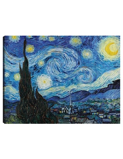 Foto 1 | Foto 1 | Cuadro Decorativo - La Noche Estrellada (1889)- Vincent Van Gogh - Paisaje - 69x92 - Impresión En Lienzo - Fine Art Tj