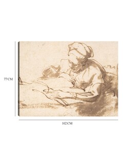 Foto 6 | Foto 6 | Cuadro Decorativo - Mujer Leyendo (1606–69)- Rembrandt Van Rijn - Fotografía - 77x102 - Impresión En Lienzo - Fine Art Tj