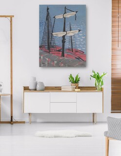 Foto 5 | Foto 5 | Cuadro Decorativo - Barcos De Pesca (1932)- Mikuláš Galanda - Costa - 46x61 - Impresión En Lienzo - Fine Art Tj