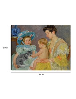 Foto 6 | Foto 6 | Cuadro Decorativo - Niños Jugando Con Un Gato- Mary Cassatt - Religión - 28x36 - Impresión En Lienzo - Fine Art Tj