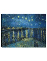 Cuadro Decorativo - Noche Estrellada Sobre El Ródano (1888)- Vincent Van Gogh - Paisaje - 28x36 -impresión En Lienzo-fine Art Tj
